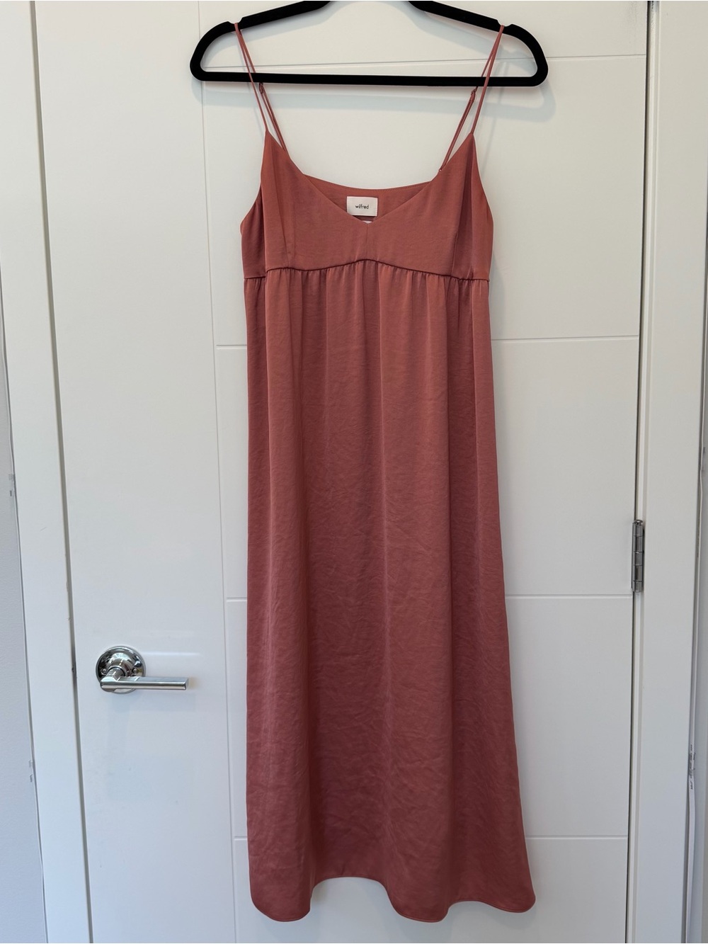 Aritzia Satin Babydoll Midi Dress XS - Dark Pink